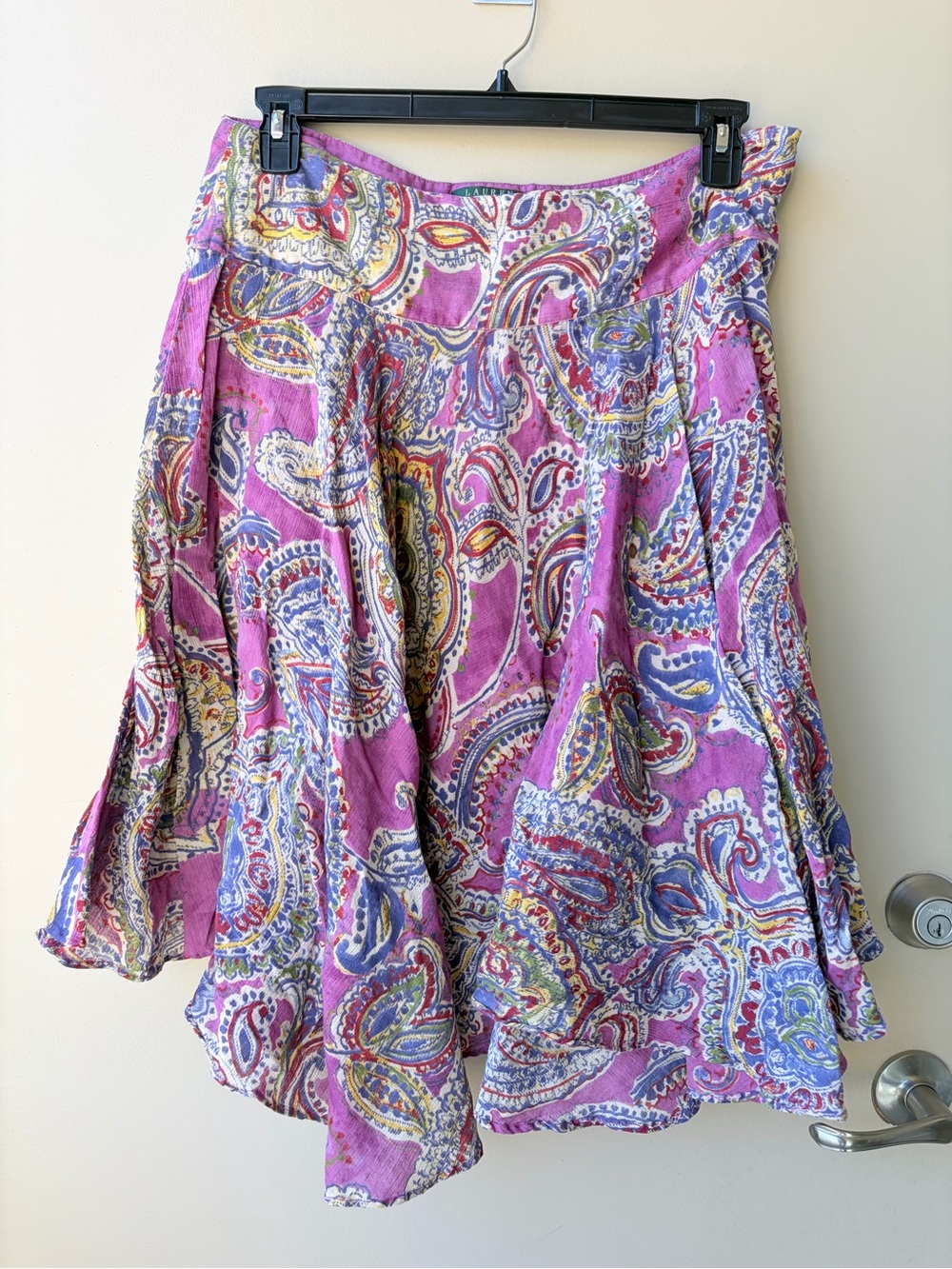 Asymmetrical Floral Paisley Pink A-Line Midi Skirt